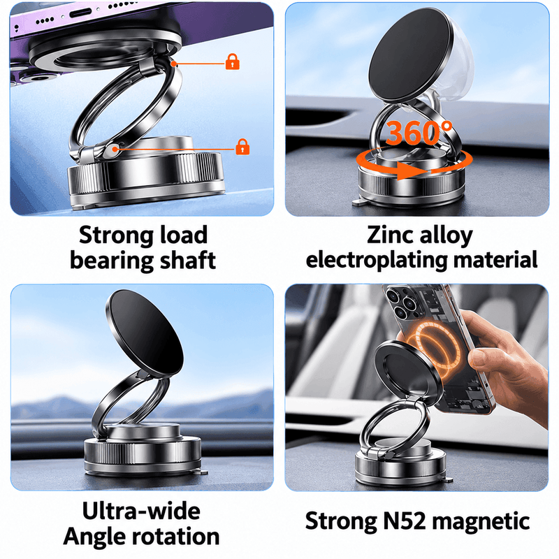 techplus 360° Rotating Magnetic Phone Holder – Foldable Vacuum Suction Mount Default Title 360° Rotating Magnetic Phone Holder – Foldable Vacuum Suction Mount Default Title