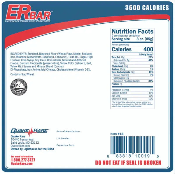3600 Calorie Emergency Ration Bar by The Survival Co.