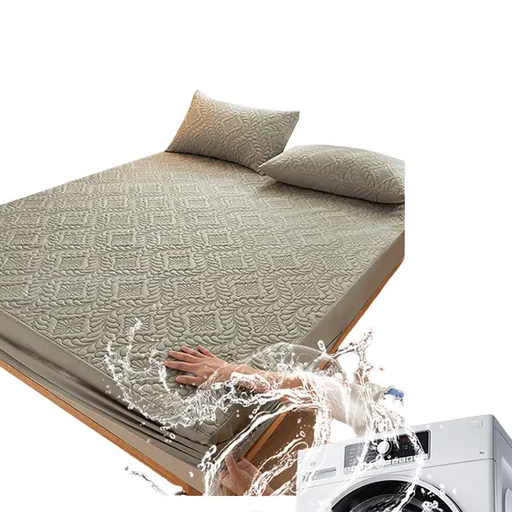 Waterproof Mattress Protector Grey 1.98x2.03m by salelink.co.nz