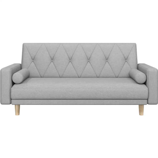 Yaheetech Button-tufted Fabric 3-Seater Sofa Bed W/ 2 Bolster Pillows Button-tufted Fabric 3-Seater Sofa Bed W/ 2 Bolster Pillows