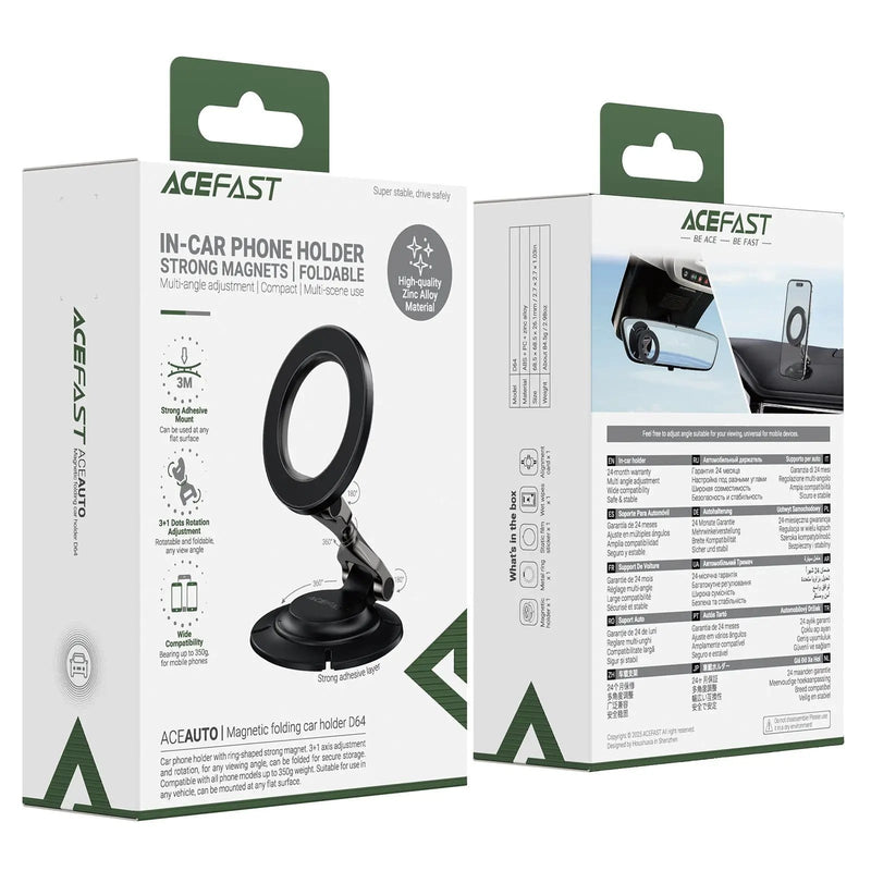 Magnetic Foldable Car Phone Holder | Premium 3-Axis Adjustable Dashboard Mount (D64) by BroDeals