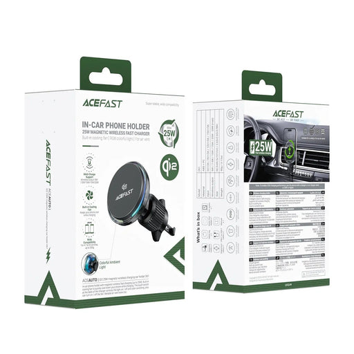 BroDeals Acefast 25W Qi2 Wireless Car Charger Phone Holder With Air Vent Cooling Acefast 25W Qi2 Wireless Car Charger Phone Holder