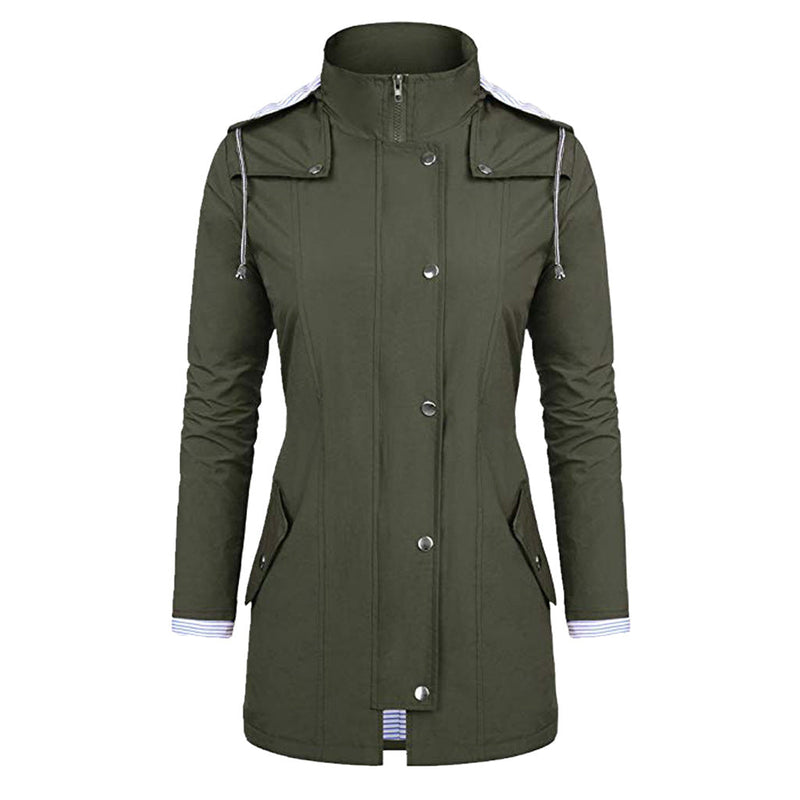 Womens Lightweight Waterproof Rain Jacket With Packable Hooded Shell