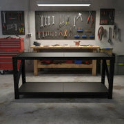BLACK - Heavy Duty Shelves / Workbench - 90X200X60CM by dealonline.co.nz