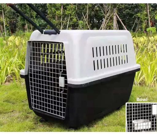 PP50 81cm - Wheeled Plastic Airline Travel Cage/Carrier/Crate with Bowl by dealonline.co.nz