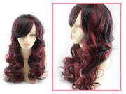Women Long Wig Black with Red Synthetic Hair Full Wigs High Quality by dealonline.co.nz