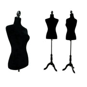 HALF BODY MANNEQUIN WOODEN Style STAND VELVET SURFACE - Black by dealonline.co.nz