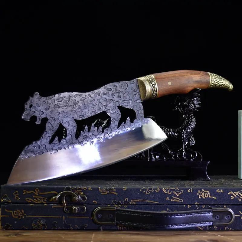 Forged Knife Meat Cleaver Slaughter Sharp Figured Vegetable Cutter Kitchen Cooking Tools Silver by China Dropship