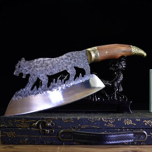 Forged Knife Meat Cleaver Slaughter Sharp Figured Vegetable Cutter Kitchen Cooking Tools Silver by China Dropship
