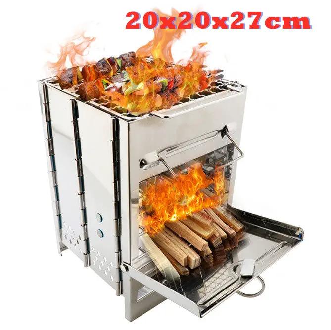20x20x27cm Camping Stove Wood BBQ Gril Portable Outdoor by salelink.co.nz