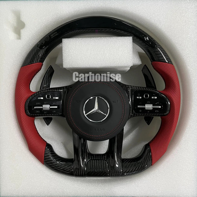 Mercedes-Benz Steering Wheel (Carbon Fiber+Perforated Leather) #37 by CARBONISE