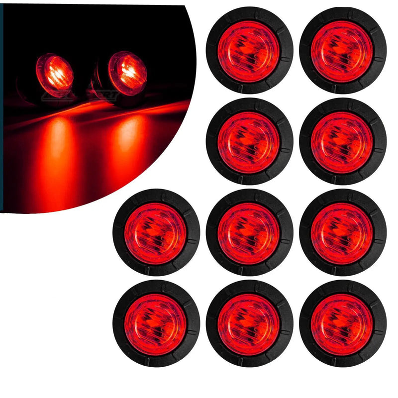 10X Round Marker Lights Red LED Truck Trailer Side Clearance Indicators Light by salelink.co.nz