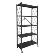Folding Shelving Rack Black 5-Tier by salelink.co.nz