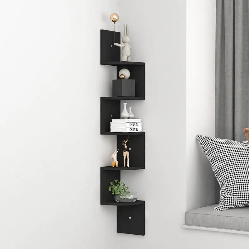 Wall Mounted Corner Shelves Black by salelink.co.nz