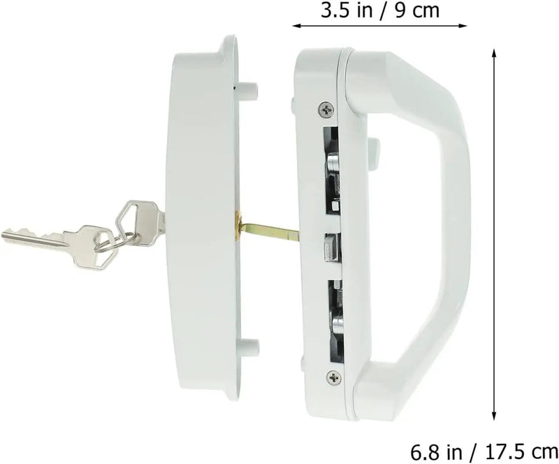 Patio Sliding Door Handle Set with Lock White by salelink.co.nz