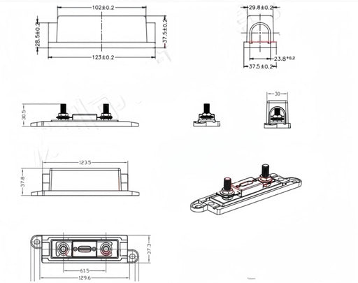 ANL Fuse Holder Kit with 2Pcs Fuses black 300A by salelink.co.nz