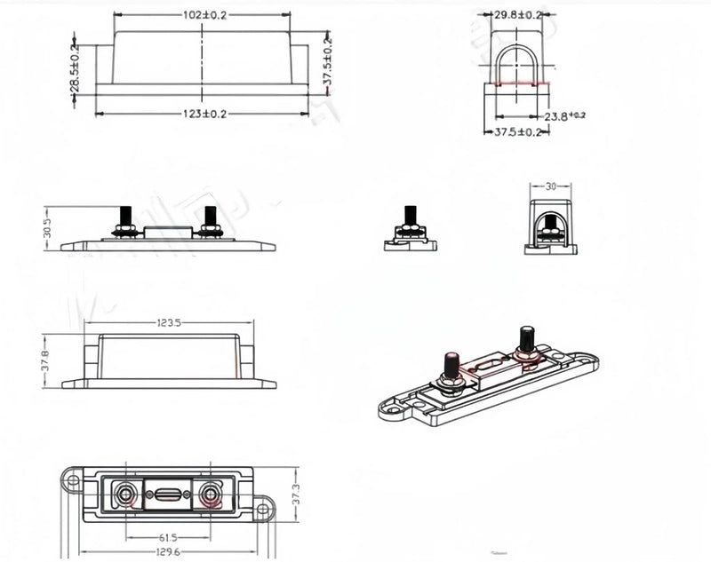 ANL Fuse Holder Kit with 2Pcs Fuses black 450A by salelink.co.nz