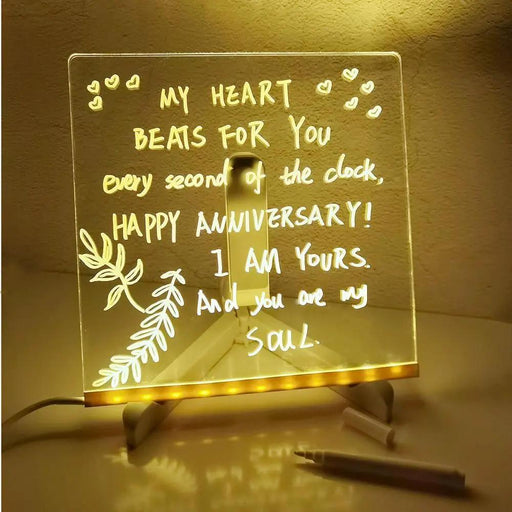 Led Acrylic Message Board with White Pen 20x20cm by salelink.co.nz