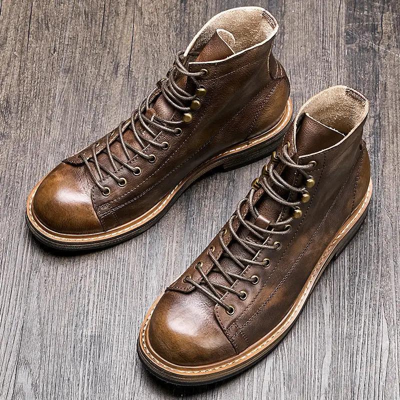 Men's Vintage Leather High Top Martin Boots for Summer by Mead's Supply & Equipment Outfitters limited