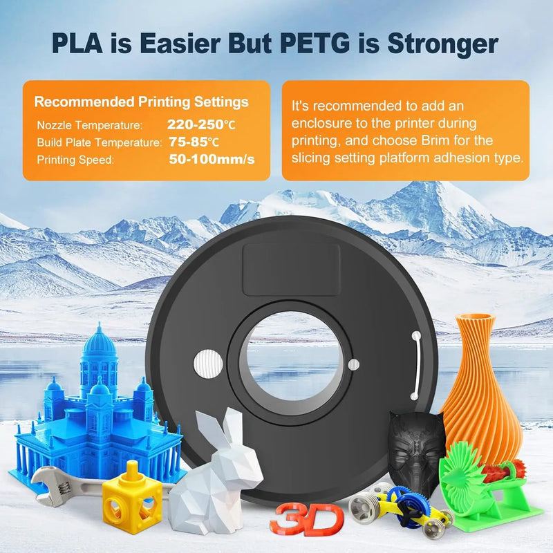 1KG PETG 1.75mm 3D Printer Printing Filament - Black by salelink.co.nz