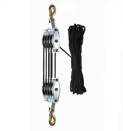 4-Wheel Metal Block Tackle Pulley System 20m by salelink.co.nz