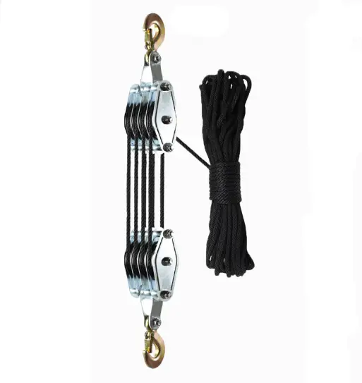 4-Wheel Metal Block Tackle Pulley System 20m by salelink.co.nz