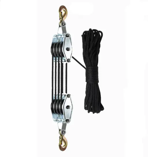 4-Wheel Metal Block Tackle Pulley System 20m by salelink.co.nz
