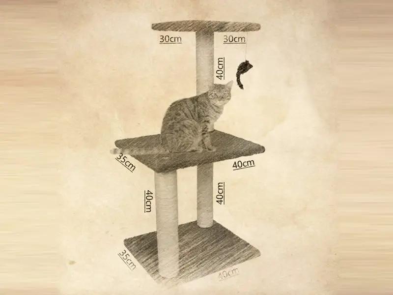 84CM 2 Levels Cat Tree Scratching Post with Mouse Black by dealonline.co.nz