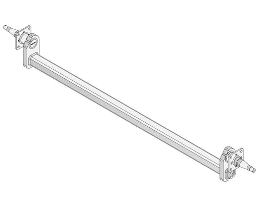 Drop Beam Axle - 10" Drum - 1750kg - Bare Metal, detailed view of the axle component.