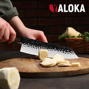 8 Inch Gyuto Knife - Professional Japanese Chef Knife - 3 Layers 9CR18MOV High Carbon Steel - Hand Hammered Blade Kitchen Knife - Santoku Knife by China Dropship