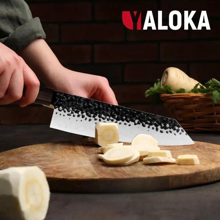 8 Inch Gyuto Knife - Professional Japanese Chef Knife - 3 Layers 9CR18MOV High Carbon Steel - Hand Hammered Blade Kitchen Knife - Santoku Knife by China Dropship