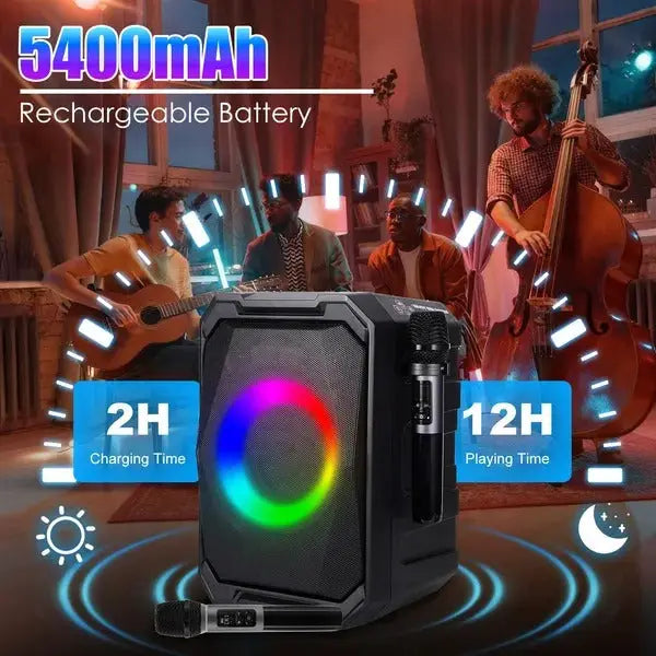 Action Outdoors Limited Portable Wireless Party Speaker with LED Light and Mics Portable Wireless Party Speaker with LED Light and Mics