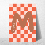 Initial Checks Blue (Personalised) by Blank Wall Print Shop