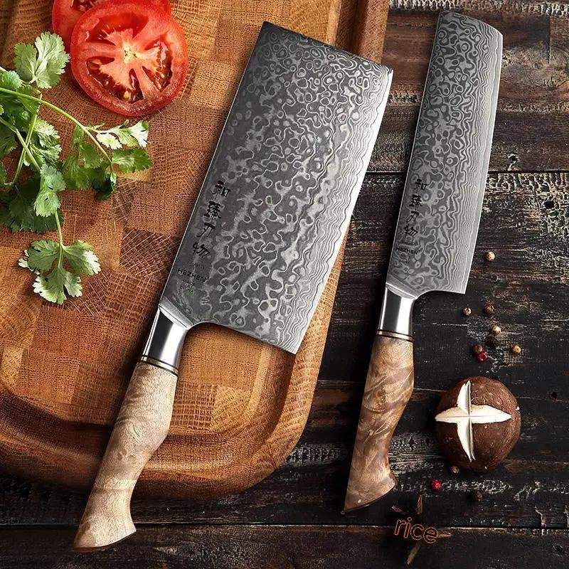 KD 67 Layer Damascus Knife Set - Nakiri Knife 2PCS by China Dropship