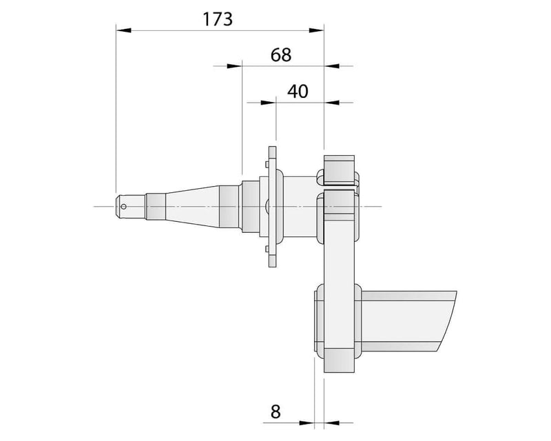 Drop Beam Axle - 10" Drum - 1750kg - Bare Metal technical drawing with dimensions