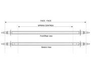 Straight Beam Axle - Multi-Hub - 3000kg - Galvanised detailed dimensions and views