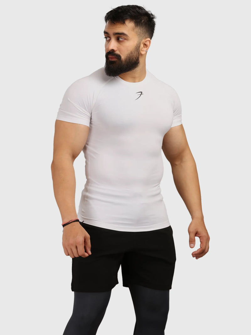 Compression T-shirt White by Fuaark Nz