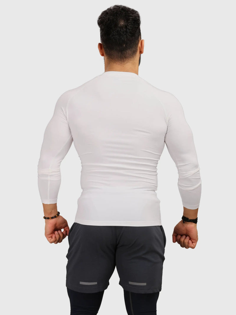 Compression Fullsleeves T-shirt White by Fuaark Nz