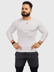 Compression Fullsleeves T-shirt White by Fuaark Nz
