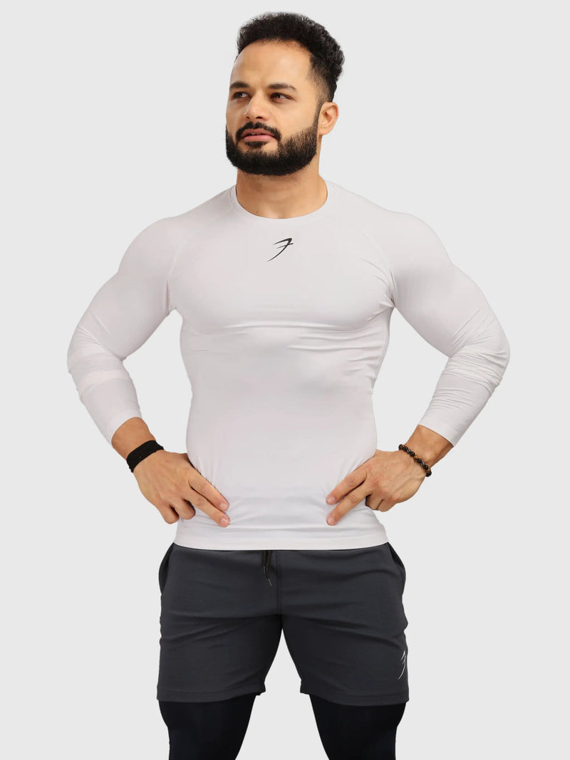 Compression Fullsleeves T-shirt White by Fuaark Nz