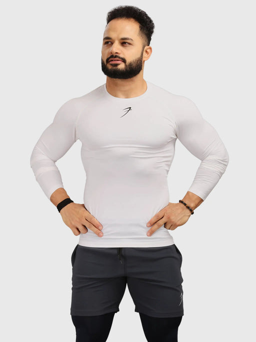 Compression Fullsleeves T-shirt White by Fuaark Nz