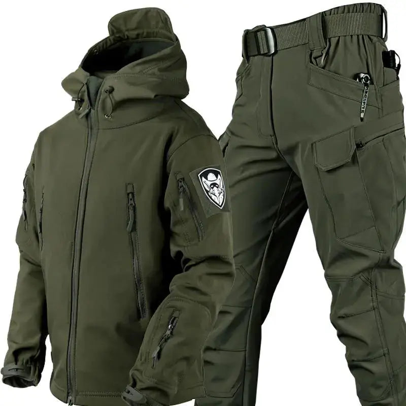 Outdoor Shark Skin Warm Camouflage Jacket and Pants Set - Tactical Softshell Fleece-Lined | Military Style by Mead's Supply & Equipment Outfitters limited