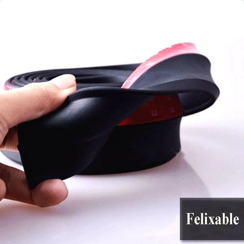 Car Front Bumper Lip Skirt Protector Splitter Body Spoiler Rubber Universal 2.5M by salelink.co.nz