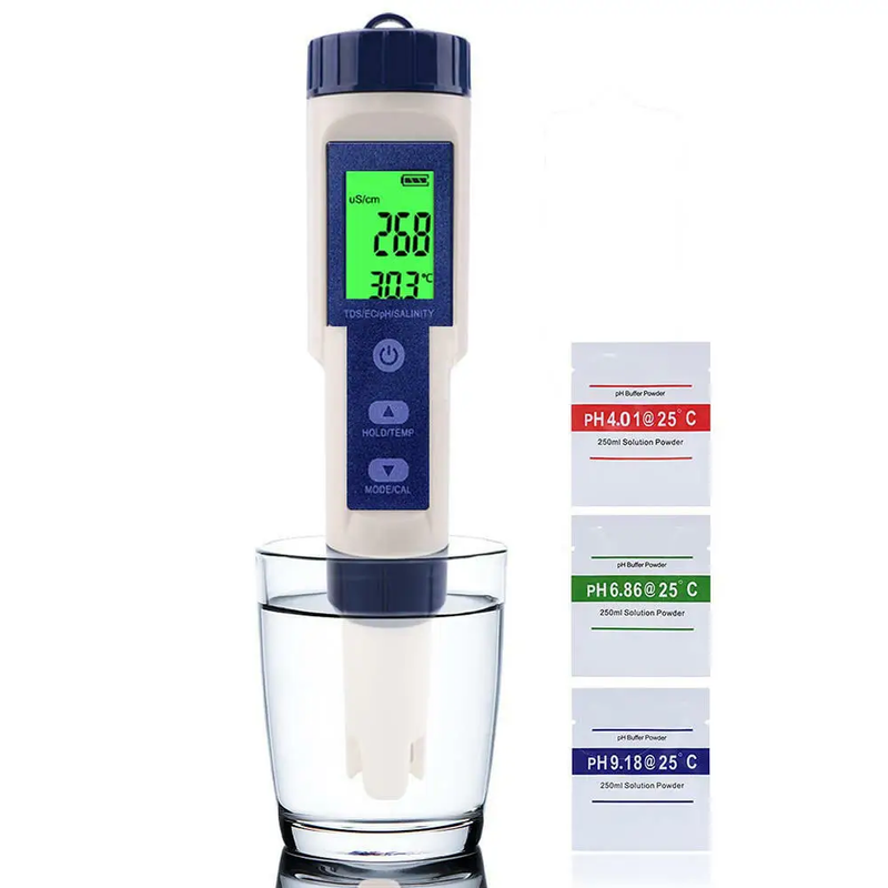 5 in 1 Pen Meter PH EC TDS Salinity Temp LCD Digital Water Quality Monitor Test by salelink.co.nz
