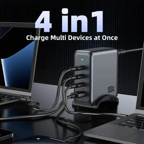 100W 4-Port PD GaN Ultra Fast Desktop Charging Station by BroDeals
