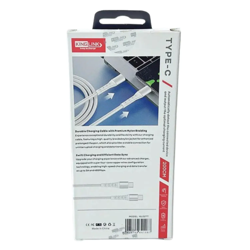 Kinglink 2m 60W Type-C to C Cable KL02TT by 9eight5