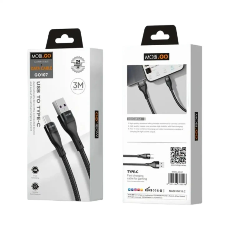 Mobigo 3m USB-A to C cable GO107 by 9eight5