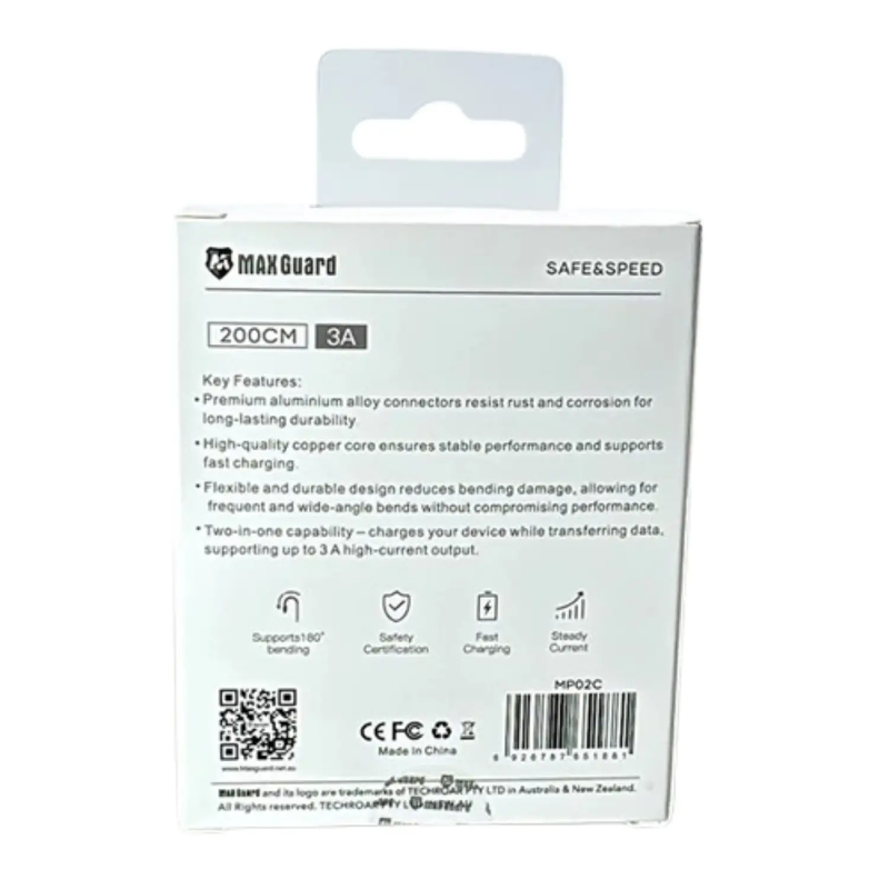 Maxguard 2m USB-A to C Cable MP02C by 9eight5