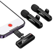 Dual Wireless Digital Microphone w/ USB-C Connector + Lightning Adaptor, DSP Noise Cancellation by BroDeals