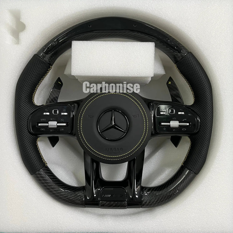Mercedes-Benz Steering Wheel (Carbon Fiber+Perforated Leather) #03 by CARBONISE